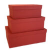 Solid Lidded Box Set of 3 Textured Red