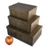 Solid Lidded Box Set of 3 Textured Wood Grain