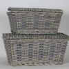 Willow & Wood Antique Basket with Removable Lid- Large