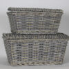 Willow & Wood Antique Basket with Removable Lid-Medium