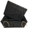 Wood & WIre Black Rect Basket with Romovable Lid- XLarge