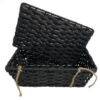 Wood & Wire Black Rect Basket with Removable Lid - Small