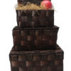 Wooden Basket with Hinged Lid Dark Brown Set of 3