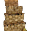 Wooden Basket with Hinged Lid Beige Set of 3