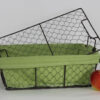 Wire Lidded Shallow Hamper Green LIning