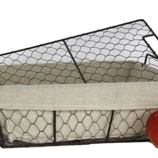 Wire Lidded Shallow Hamper Linen Lining