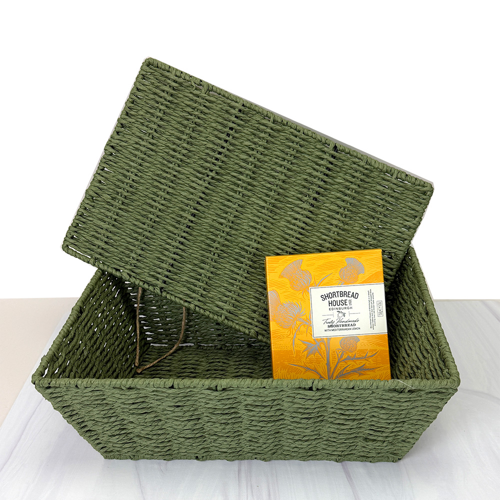 Rope Gift Hamper with detachable Lid Green Large